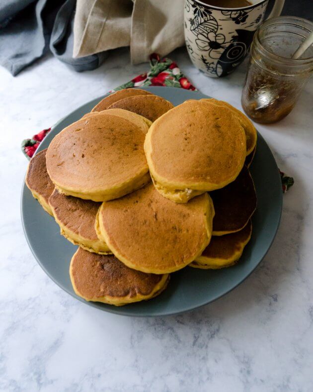 Use this quick hack to make pumpkin spice pancakes using your favorite buttermilk pancake mix. Excellent for a fall mornings or holiday breakfasts.