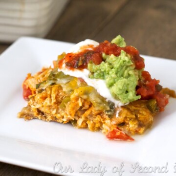Chicken & sweet potato layered enchiladas - cut calories and still enjoy the enchiladas you love. Use leftover chicken to make this recipe quick & easy!