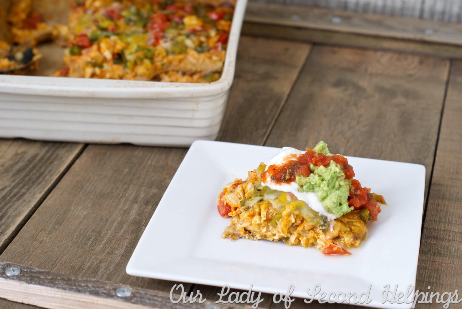 Healthy Chicken & Sweet Potato Layered Enchiladas | Our Lady of Second Helpings