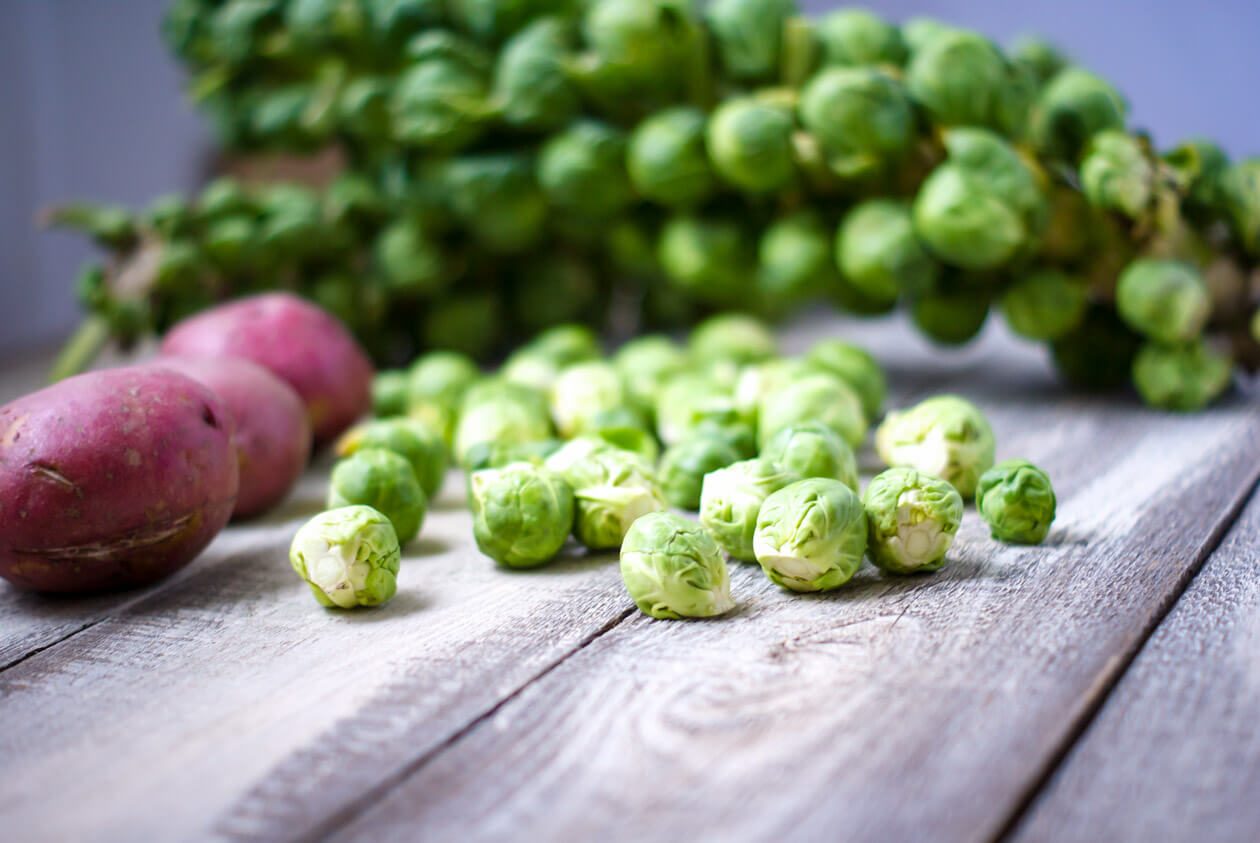 Gorgonzola-Brussels Sprout Hash; turn simple fall vegetables into a gourmet comfort food perfect for any meal of the day. Add an egg for a healthy meal.