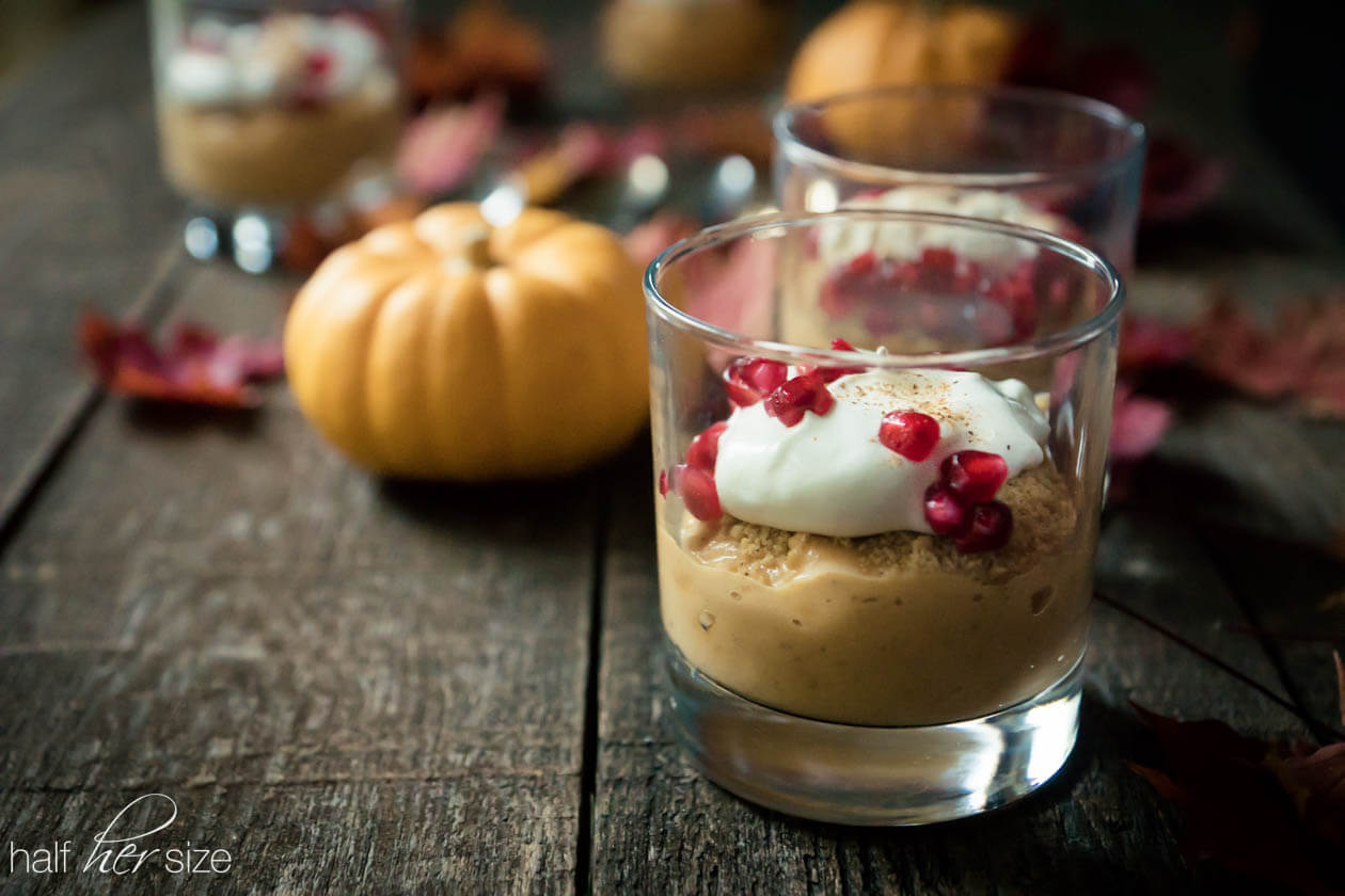 These airy pumpkin pie parfaits are a perfectly festive fall dessert. They are so luscious and so simple, you will want to make sure to include them on your Thanksgiving menu.