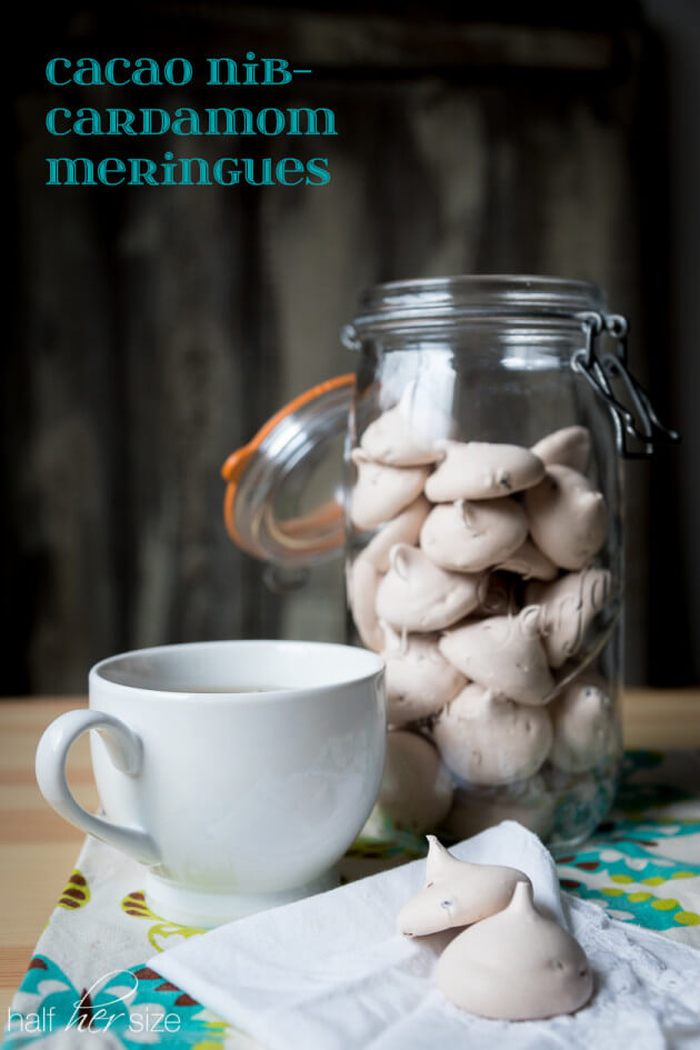 Cacao Nib-Cardamom Meringues - where light & sweet becomes aromatic and exotic! Only 20 calories a piece!