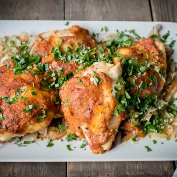Easy baked chicken thighs with Marinara Sauce