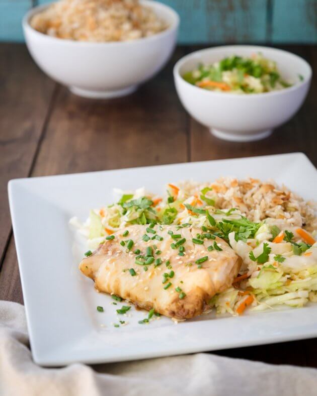 Ginger-soy steamed cod, an easy fish recipe for a quick, family dinner. Cooking with simple Asian inspired ingredients infuses the fish with dynamic flavor.