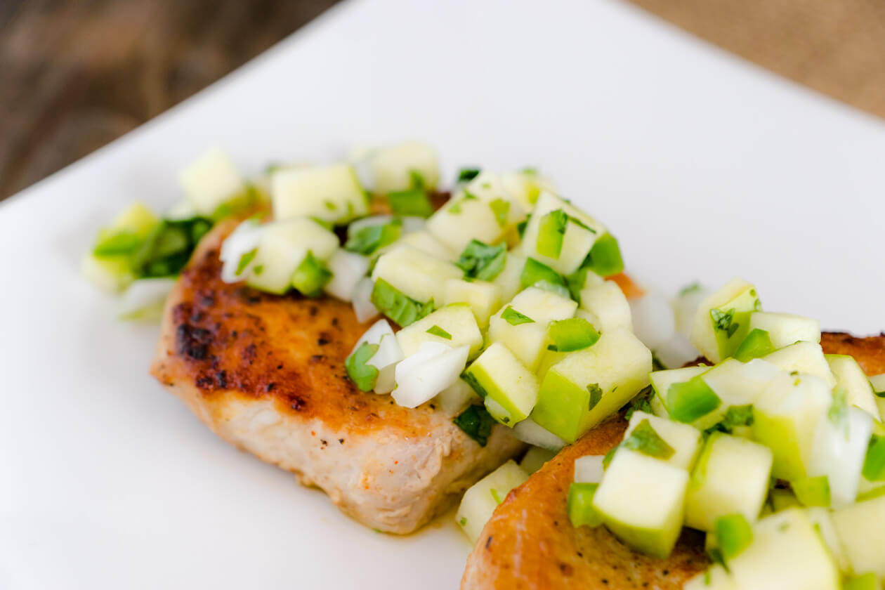 Simple smoky seasoning and a dollop of butter makes these pan seared chops tender and flavorful. Amazing healthy weeknight comfort food.