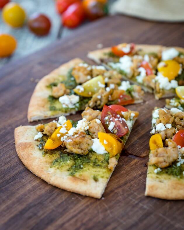 Pesto pita bread pizza is perfect comfort food for when life gets busy. Let your family customize their pizzas. This is a recipe everyone will love!